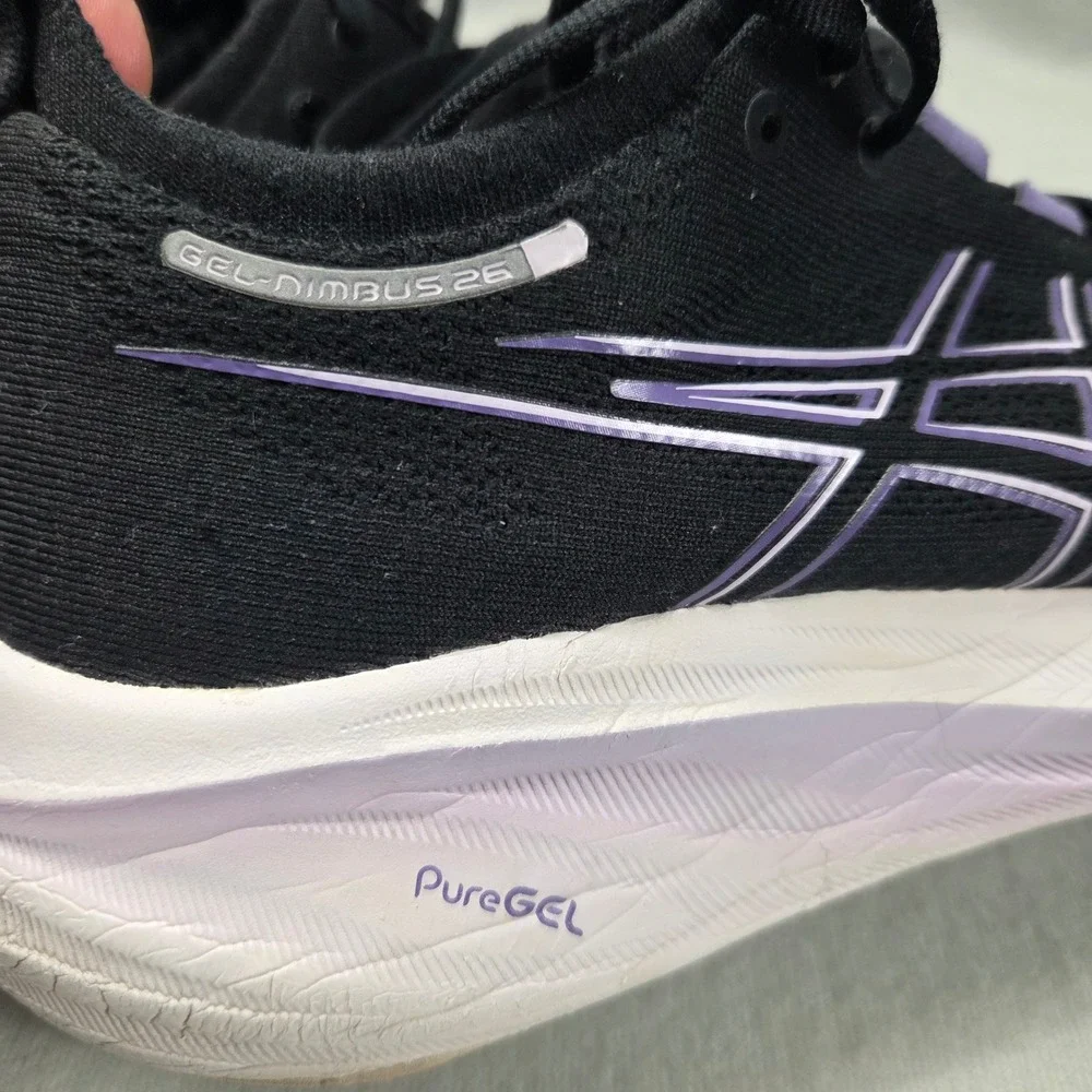 ASICS Gel-Nimbus 26 Womens Running Shoes Black Purple 1012B601 Size 7.5